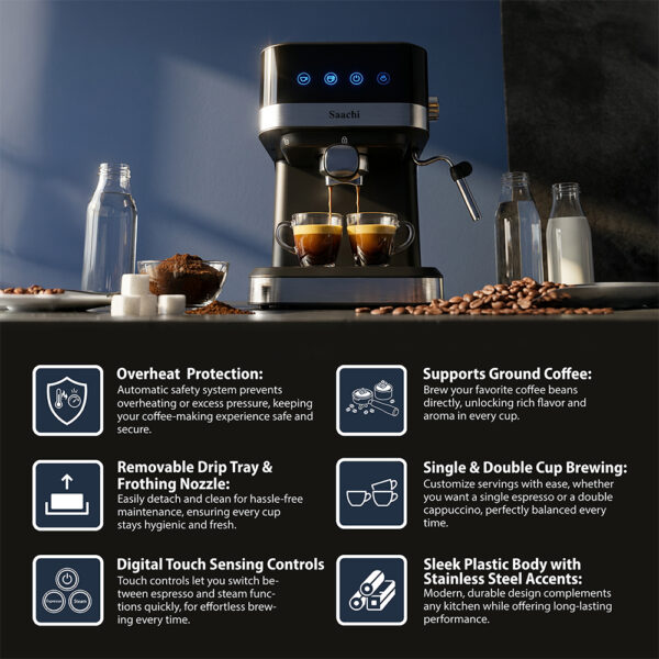 Saachi 20-Bar Coffee Maker NL-COF-7065-BK