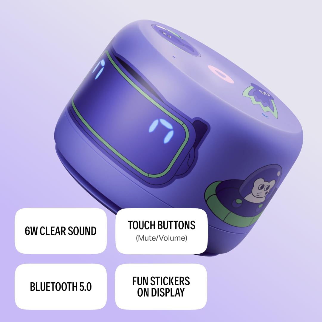 Yango Yasmina Lite AI Smart Speaker with LED Clock, Bluetooth, Wi-Fi & Voice Assistant – Green / Violet