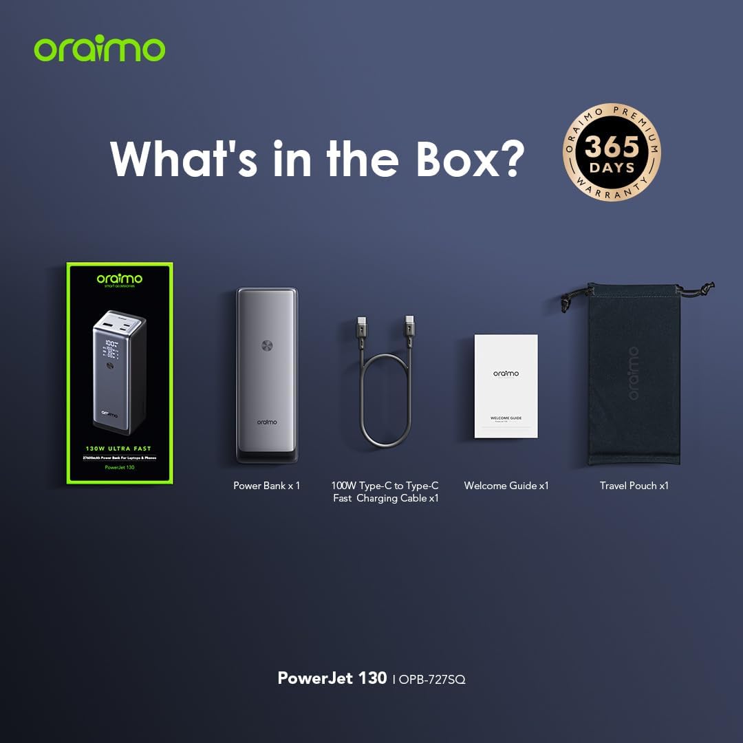 ORAIMO 130W 27600mAh Powerbank - PowerJet 130 - Black OPB-727SQ