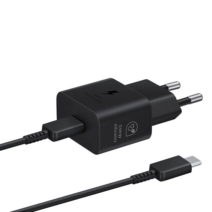 شاحن Samsung EP-T2510 بقوة 25W شحن فائق السرعة USB-C – أبيض وأسود