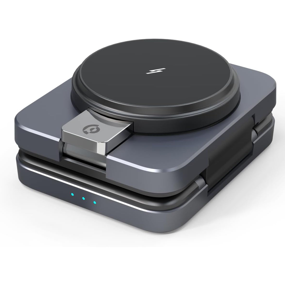 Powerology 3-in-1 Foldable Magnetic Wireless Charging Stand with Qi2 15W Fast Charging – Dark Gray