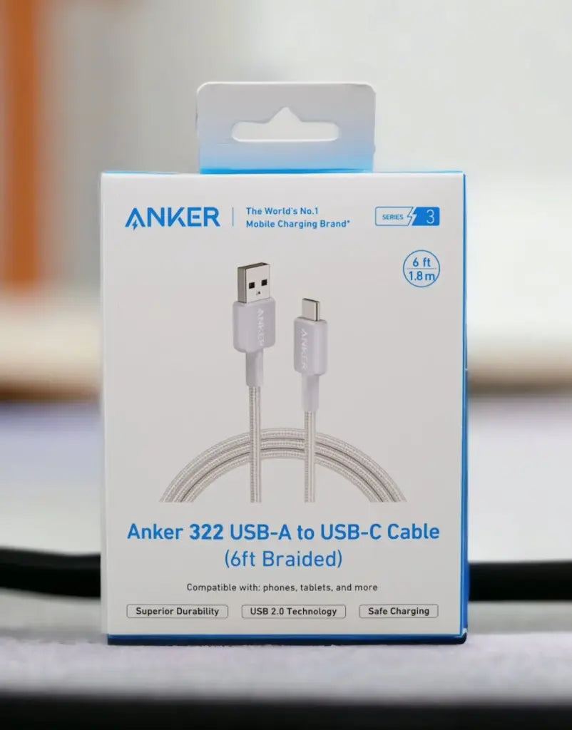 Anker 322 USB-A To USB-C Cable 6Ft (WHITE)