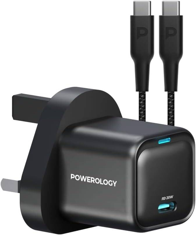 Powerology UltraCompact 20W Single C Port PD Charger UK