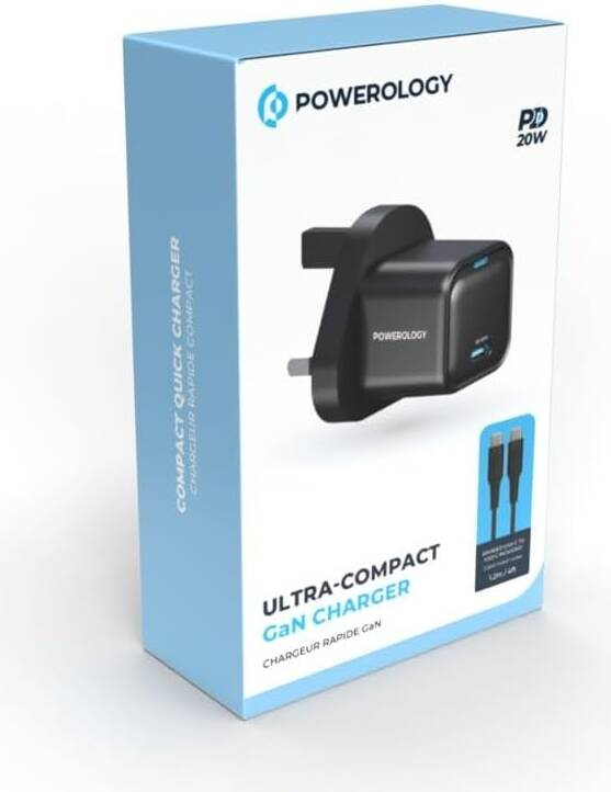 Powerology UltraCompact 20W Single C Port PD Charger UK