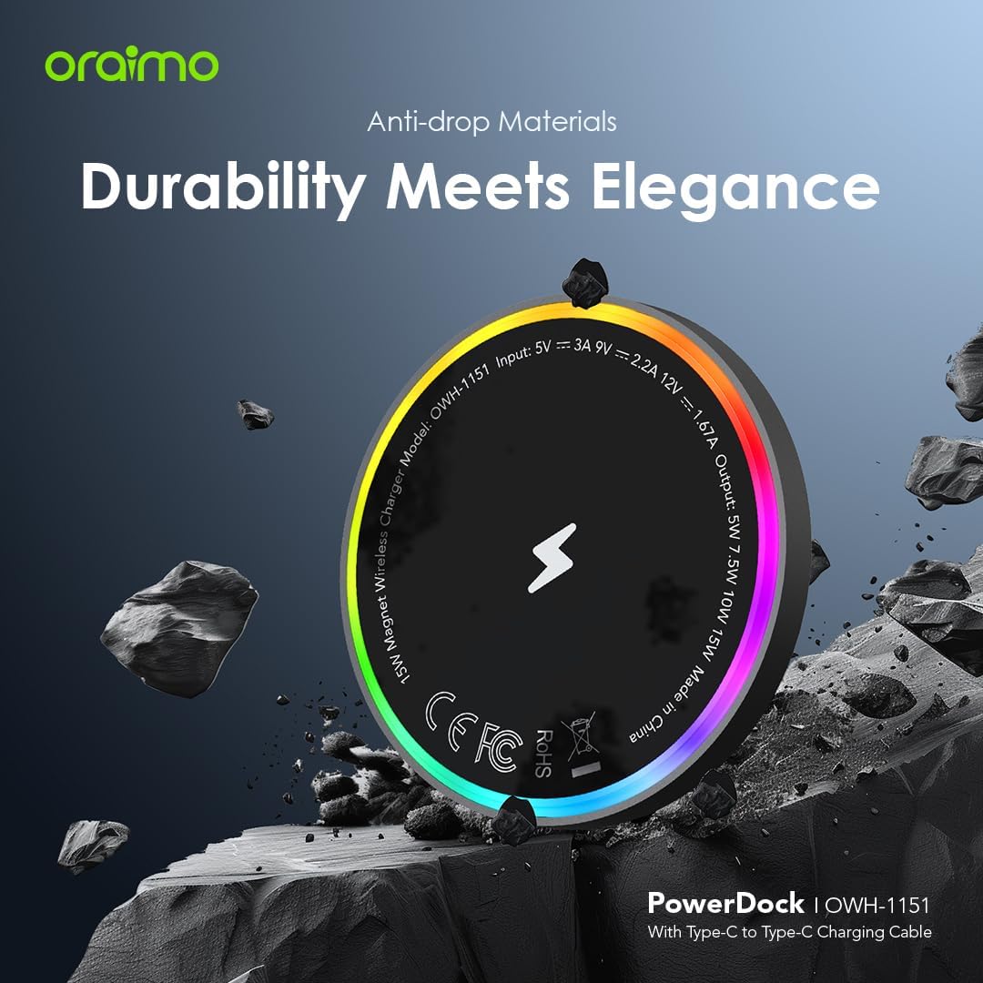 ORAIMO 15w Safe & Fast Wireless Charging - PowerDock - Chrome OWH-1151