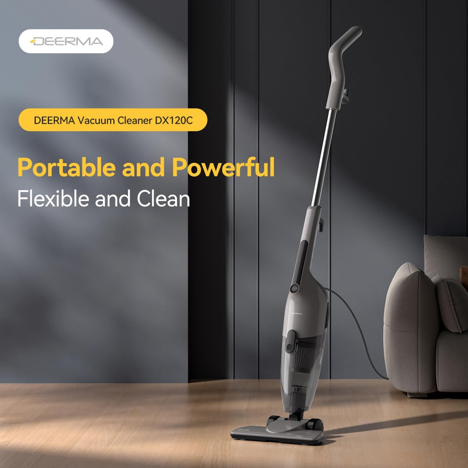 مكنسة كهربائية DEERMA DX 120C (رمادي)