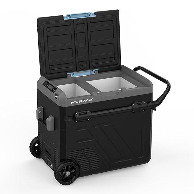 Powerology Portable Smart Fridge & Freezer 40/60L Dual Compartment with Trolley – Gray