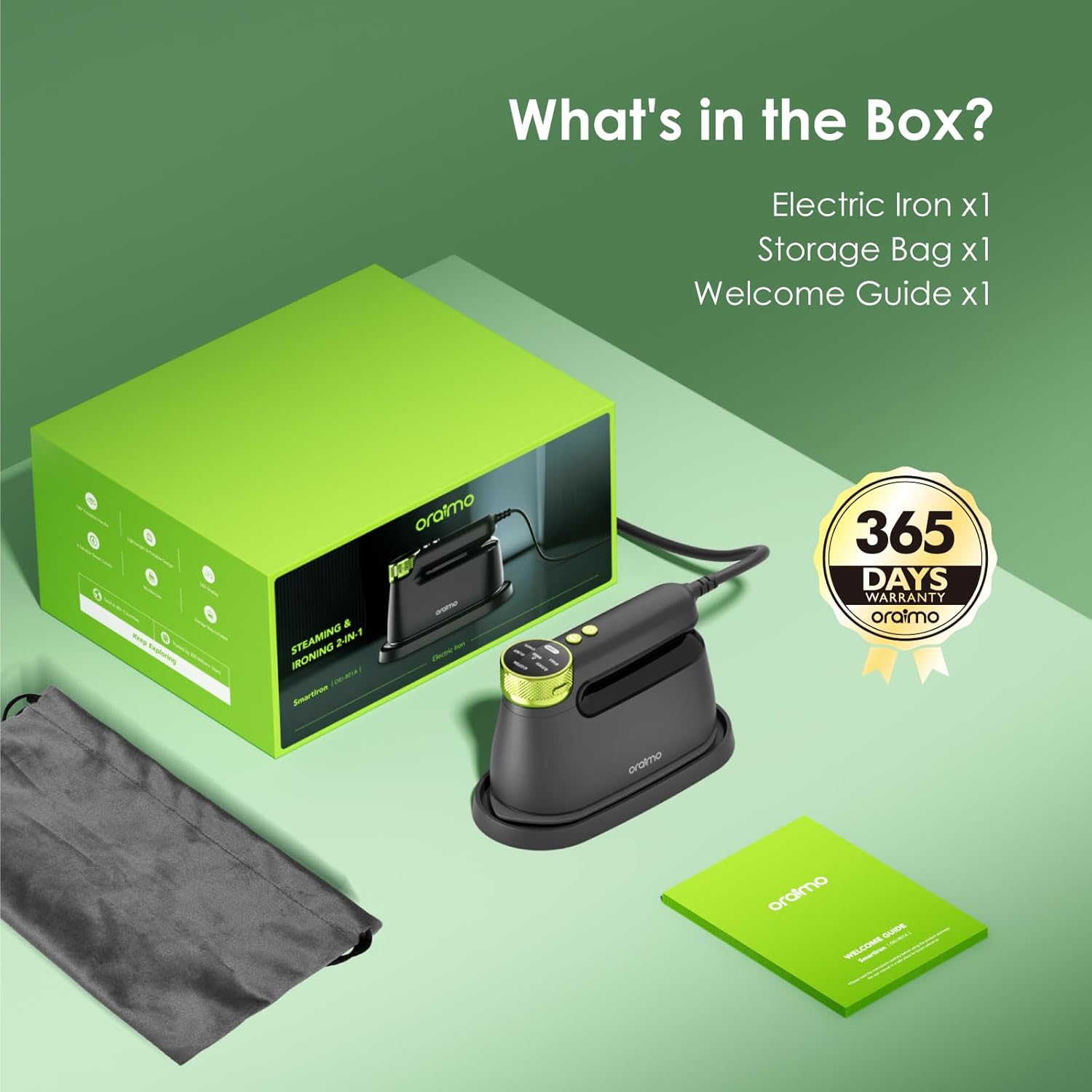 ORAIMO مكواة ذكية 2 في 1 للبخار والكي - SmartIron - رمادي جرافيت