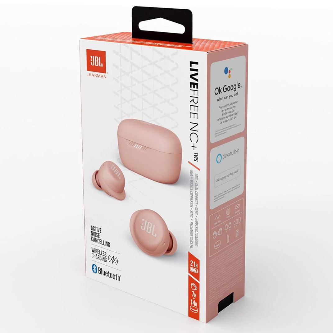 JBL Live Free NC+ TWS True Wireless Noise Cancelling Earbuds – Pink