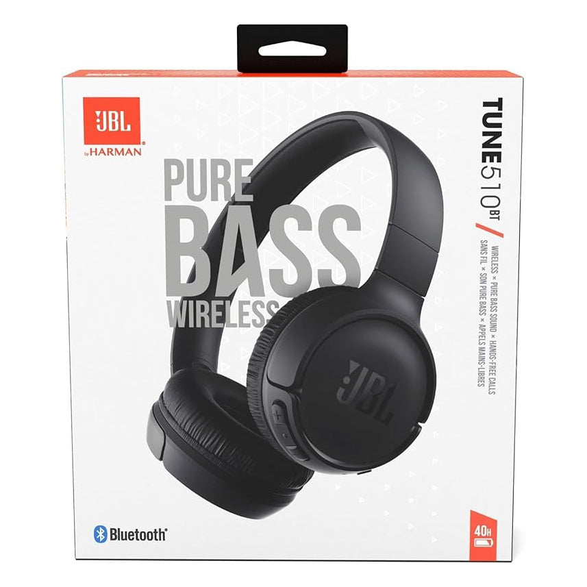 JBL Tune 510BT Wireless On-Ear Headphones with Pure Bass Sound – Black / Blue
