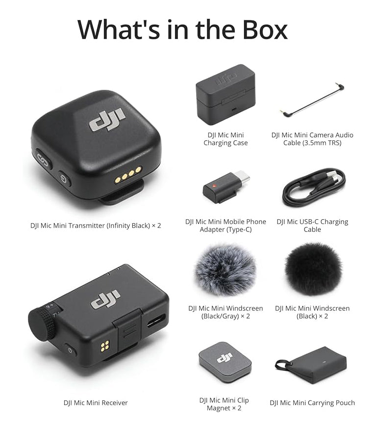 DJI Mic Mini Wireless Microphone System (2TX+1RX + Charging Case) DMMR01