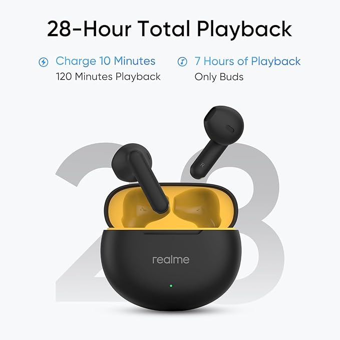 Realme Buds T01 RMA2406 Truly Wireless Earbuds with AI ENC & 28H Playback – Black