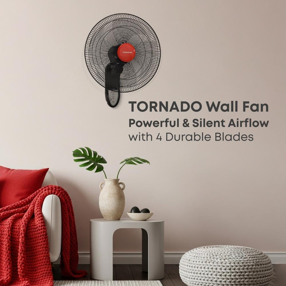 Tornado Wall Fan 18 inch 3 Speed Levels 4 Blades with Remote Control 220 W EPS-18R