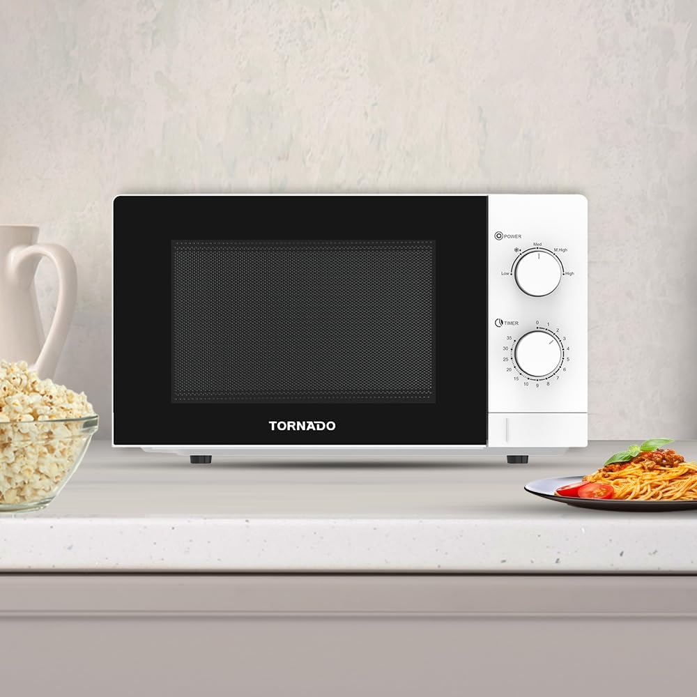 Tornado 20L Solo Microwave Oven 700W Power 5 Power Levels Defrost Function Twms-20-W-E