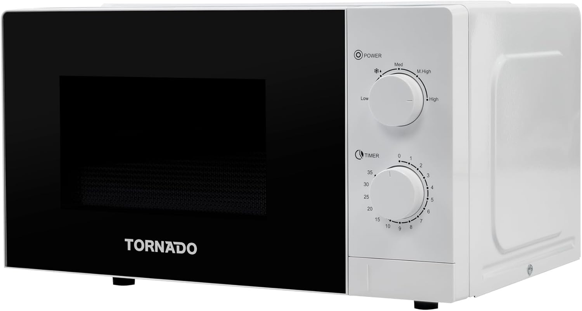 Tornado 20L Solo Microwave Oven 700W Power 5 Power Levels Defrost Function Twms-20-W-E