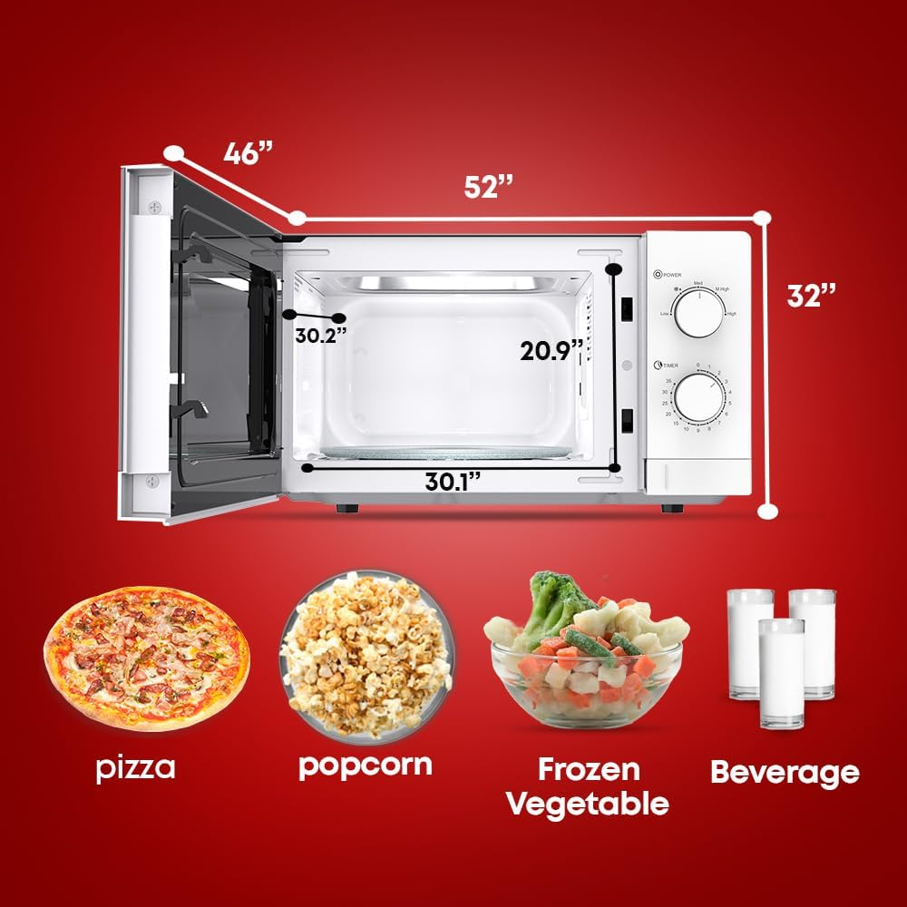 Tornado 20L Solo Microwave Oven 700W Power 5 Power Levels Defrost Function Twms-20-W-E