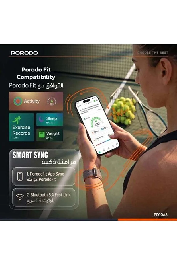 Porodo TrackFit Evo Smart Health Tracking Band with Adjustable & Durable Strap ORANGE