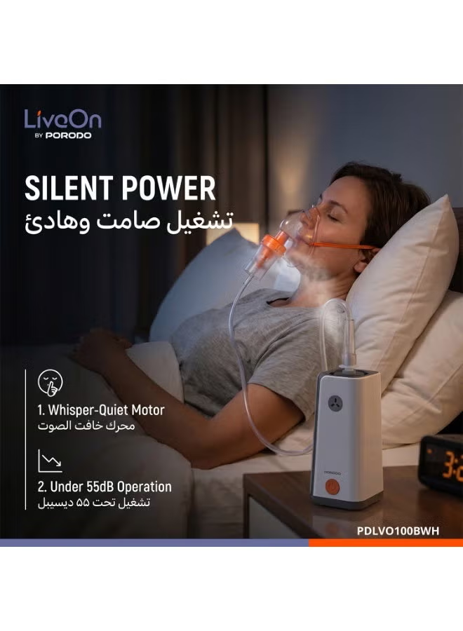 Porodo Liveon Rechargeable Type C Compressor Nebulizer - White