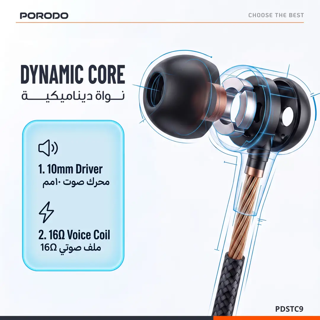 Porodo Soundtec In Ear Wired Earphones - Type C (WHITE)