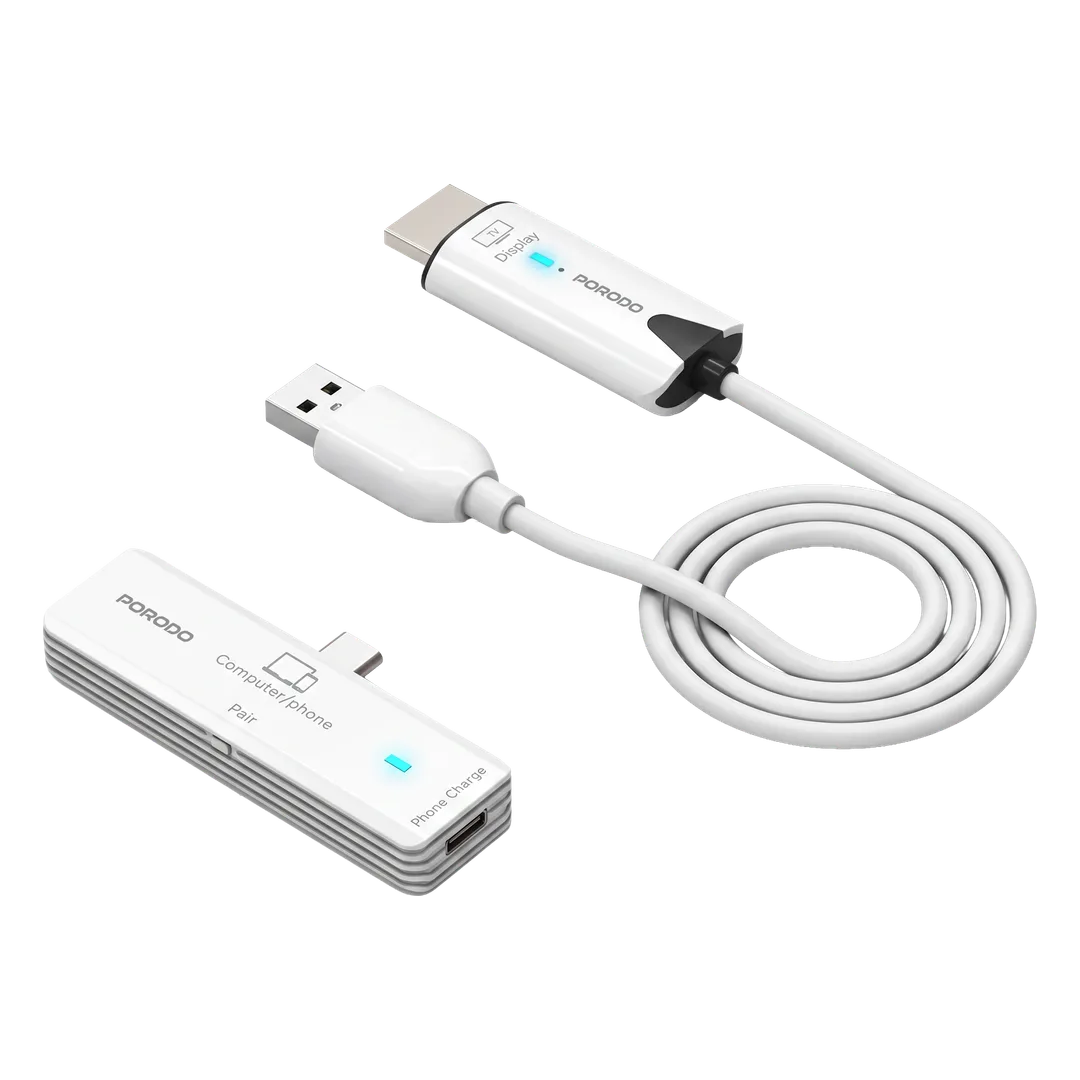 Porodo Wireless HDMI Receiver and Type C Transmitter - White