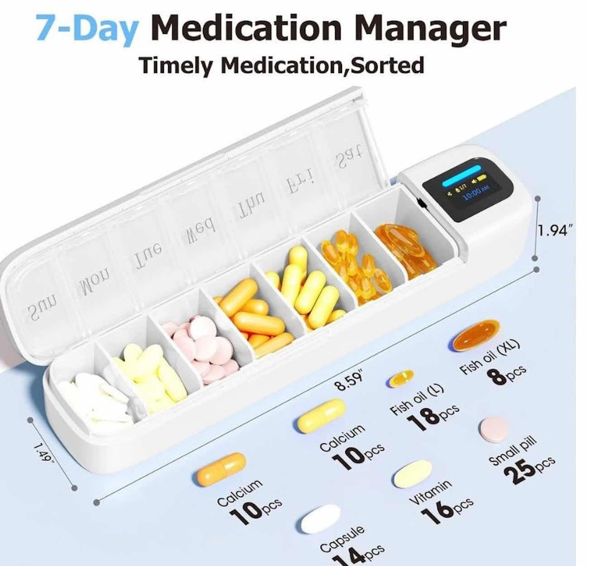 Porodo Liveon Portable Smart Pill Organizer with App and Alert - white LVONZ11AWH