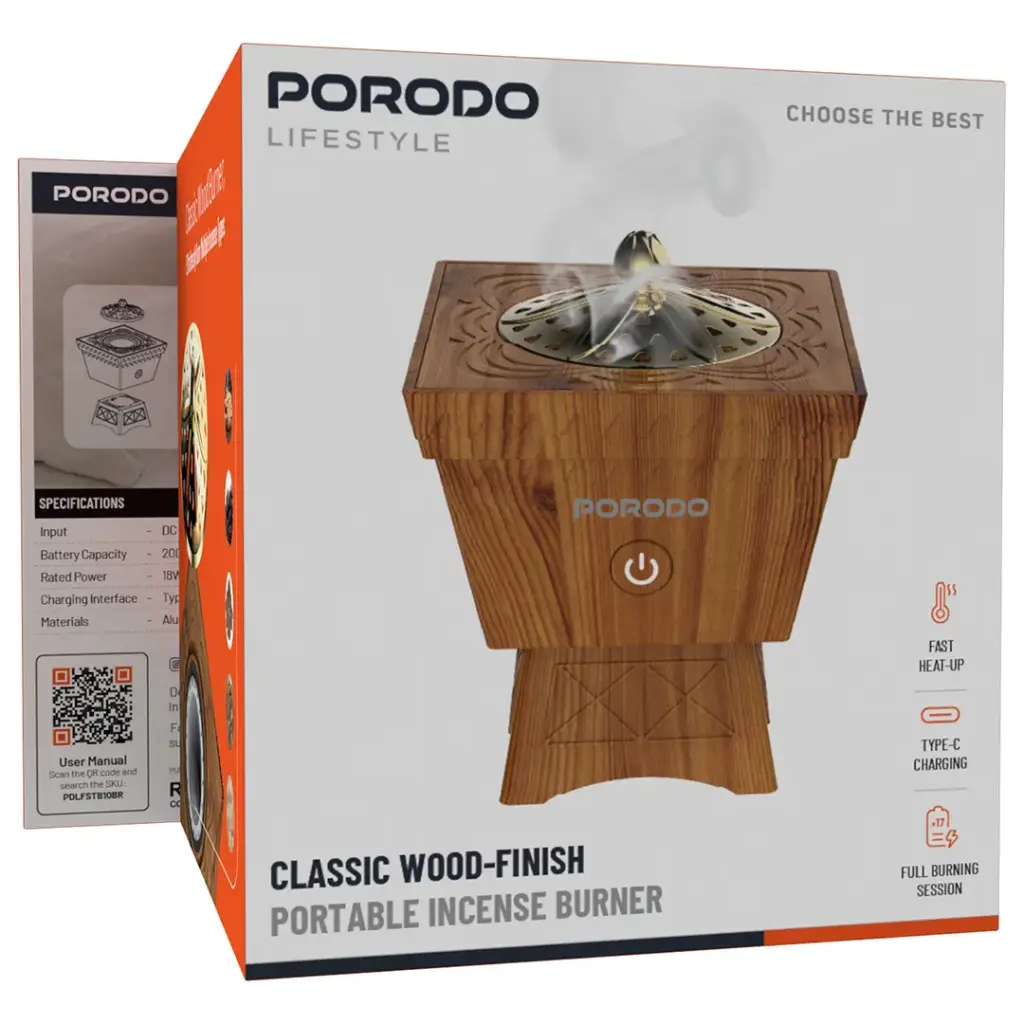 Porodo LifeStyle Classic Style Bakhoor - Wood Grain Brown