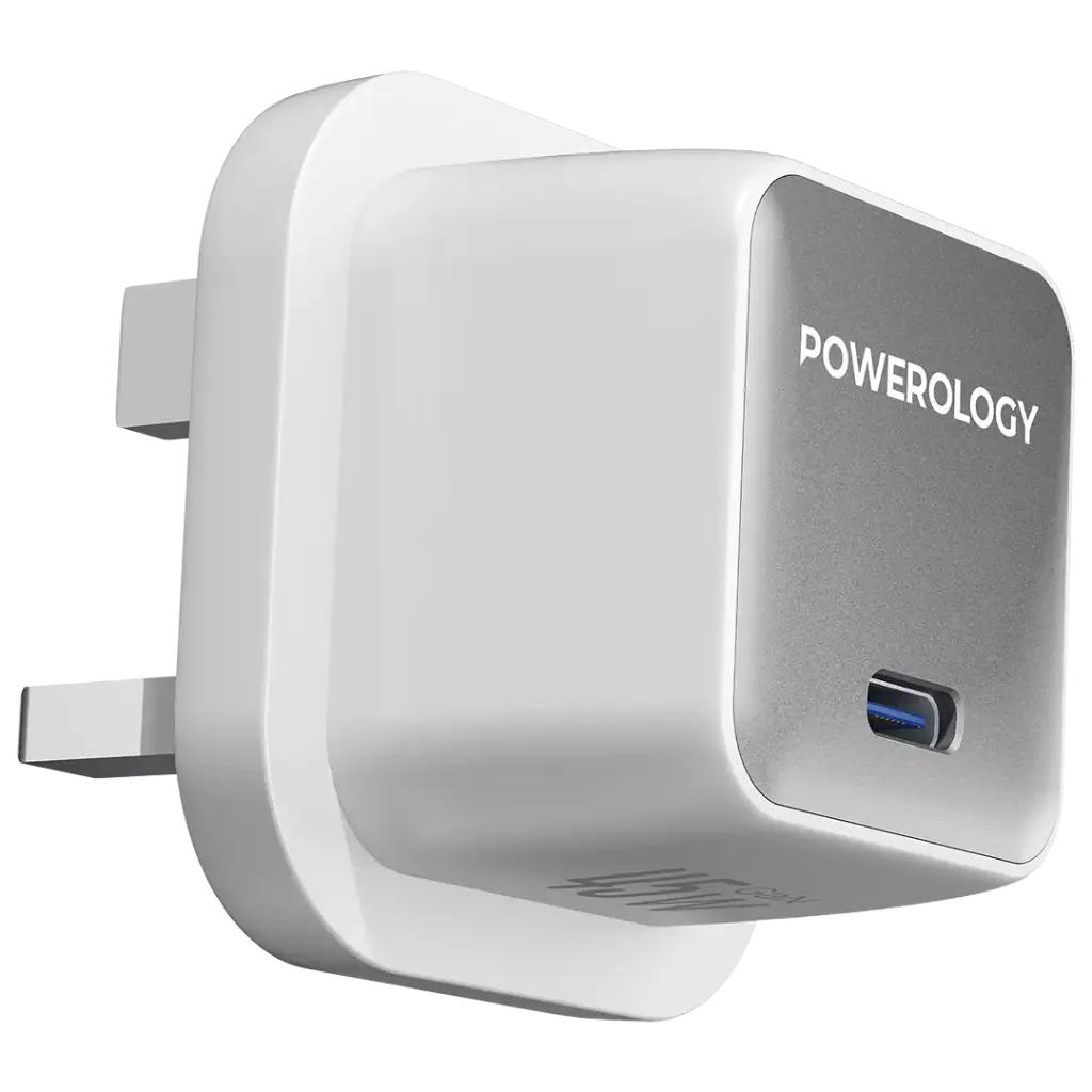 Powerology QX 45W Single Port Type C UK GaN Adapter