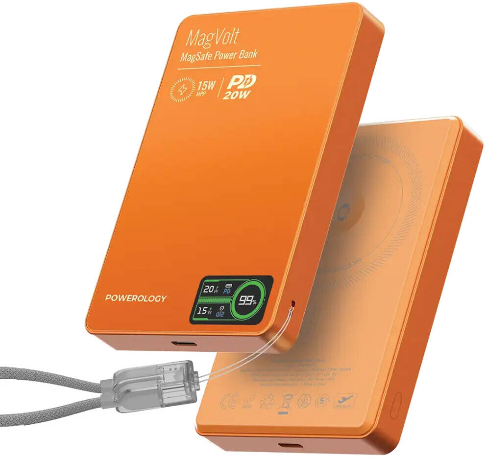 Powerology MagVolt 10000mAH TFT Slim Wireless powerbank