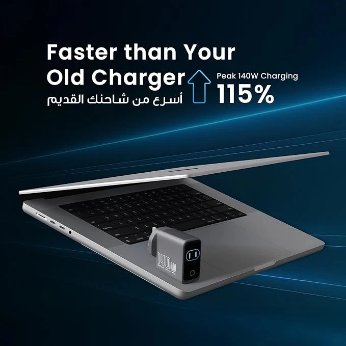 Powerology VoltX 140W GaN Fast Charger - 3*USB-C + 1*USB-A - Black