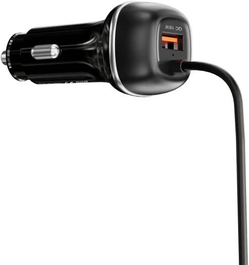 Powerology Nexara Car Charger With a Builtin Magnetic Phone Holder - Black