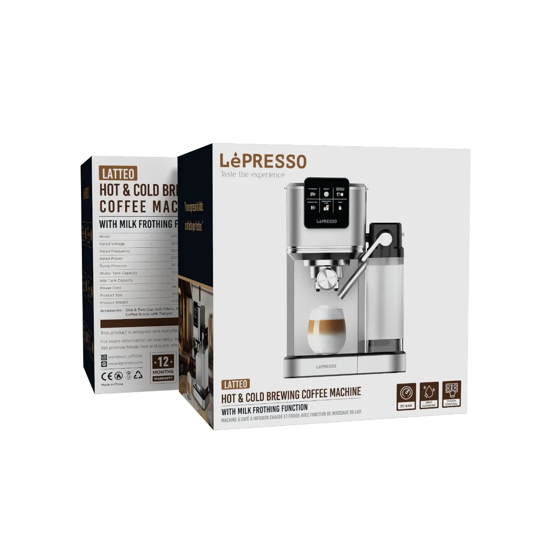 LePresso Latteo 20 Bar Espresso Coffee Maker with Milk Frother and Touch Display - Silver