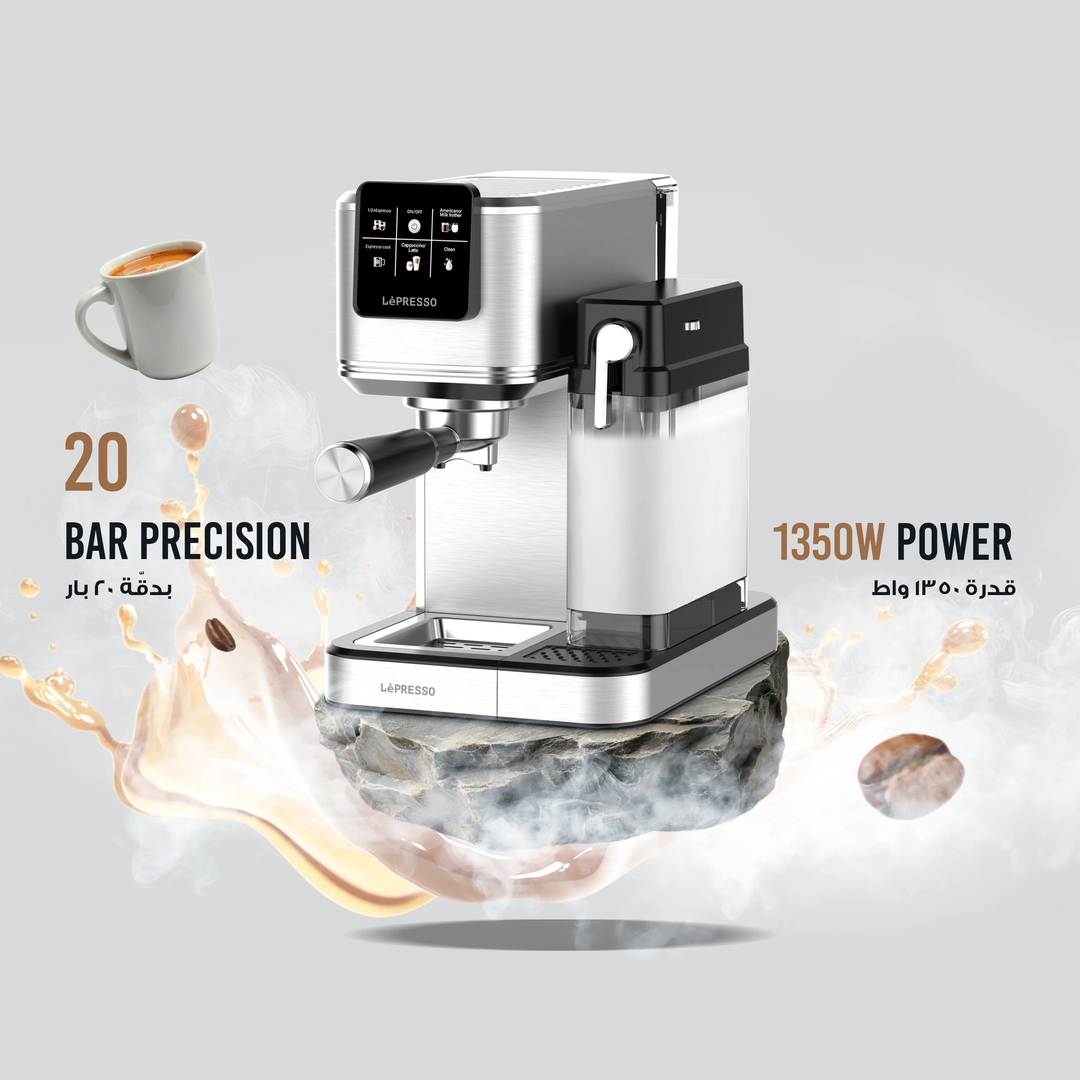 LePresso Latteo 20 Bar Espresso Coffee Maker with Milk Frother and Touch Display - Silver
