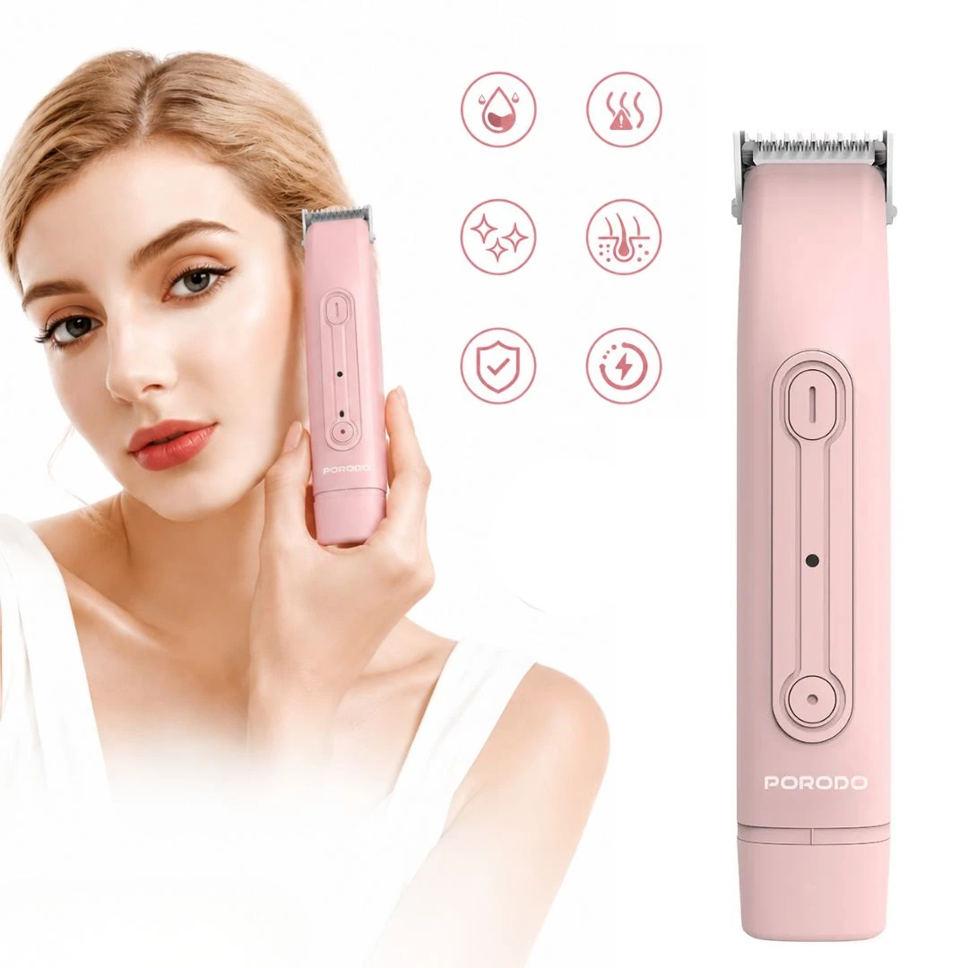 Porodo Electric Shaver PDLFSTHD706PK - Dual-Head, USB-C Fast Charge, Pink