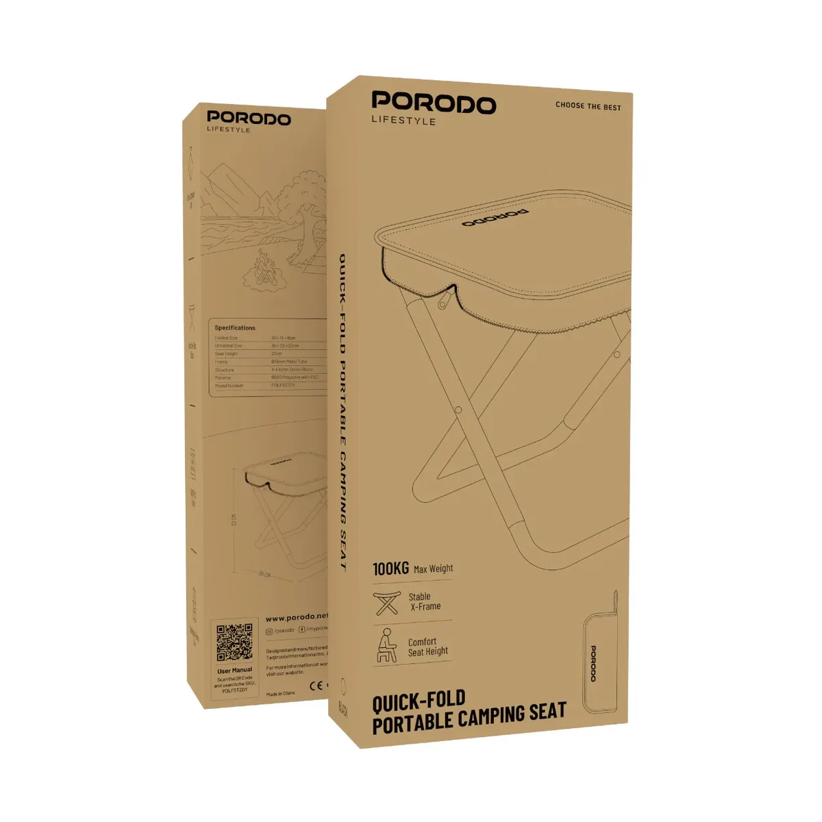 Porodo Lifestyle Quick-Fold Multifoldable Camping Chair