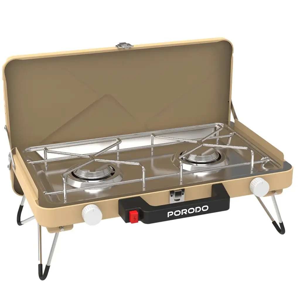 Porodo Lifestyle Portable Camping Stove with Dual Burner - Khaki