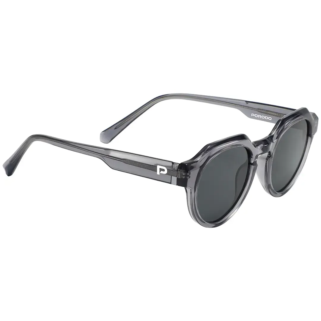 Porodo Montago Lifestyle Distinct Geometric Frame Sunglass With Polarized Lens - Silver