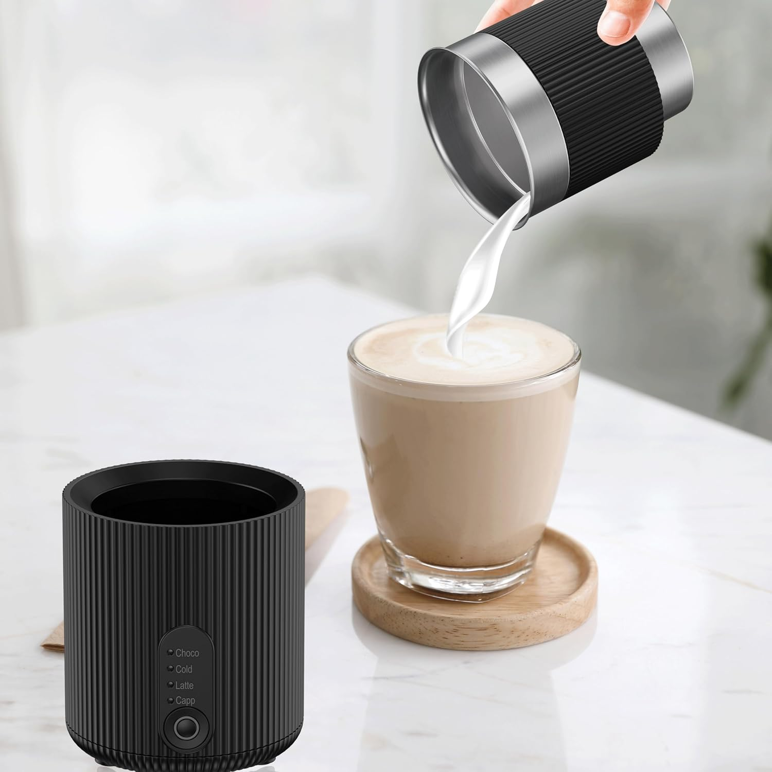 LePresso FoamFlex Milk Frother 500ml with Detachable Base