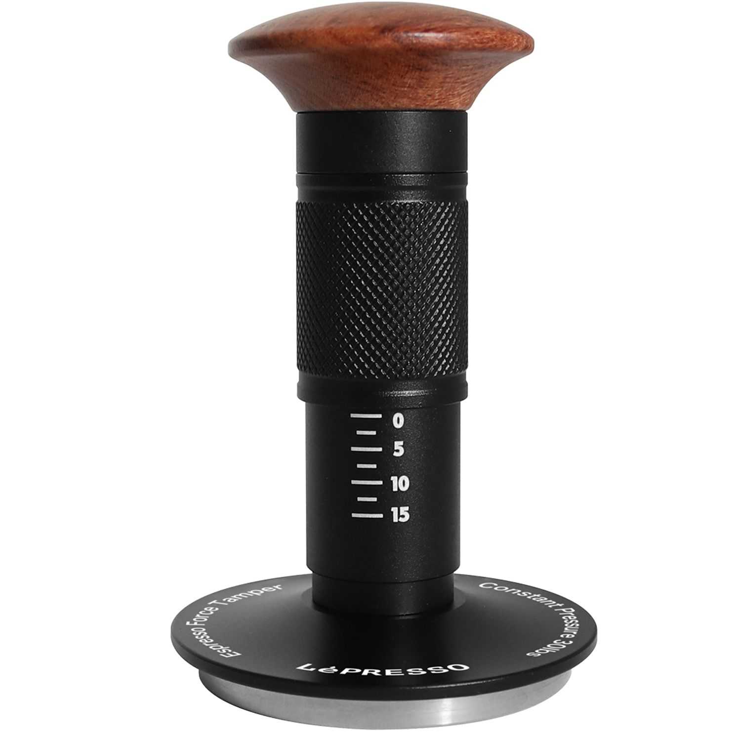 LePresso Auto Pressure Release 58mm Tamper with Thread Base - Black