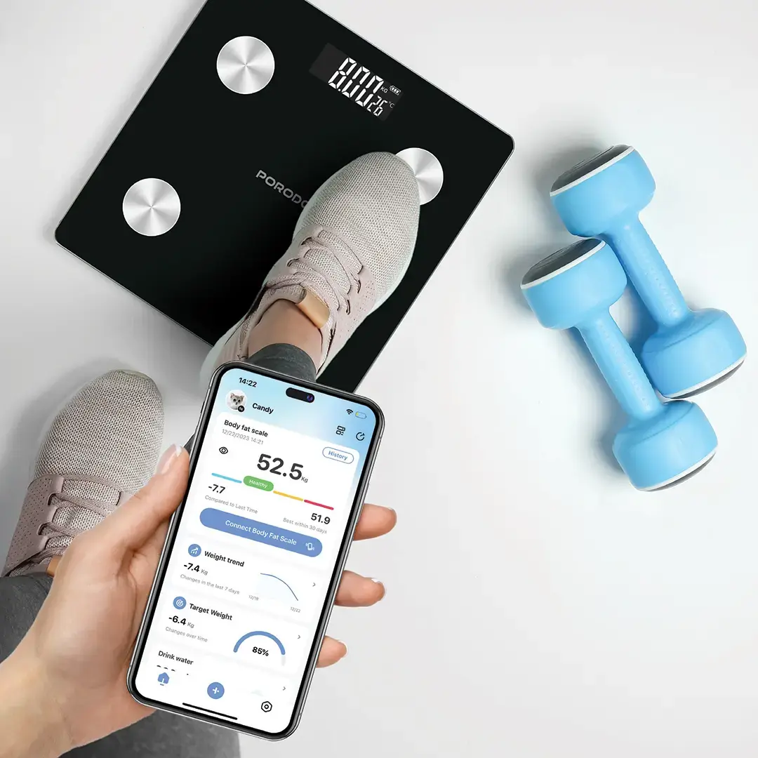 Porodo 'Gravis' LifeStyle Smart Body Fat Scale 30x30x2.5