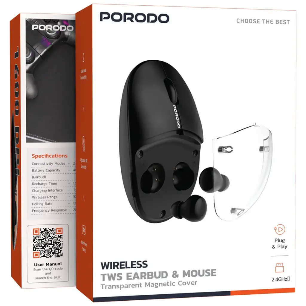Porodo TWS Earbud Wireless Mouse
