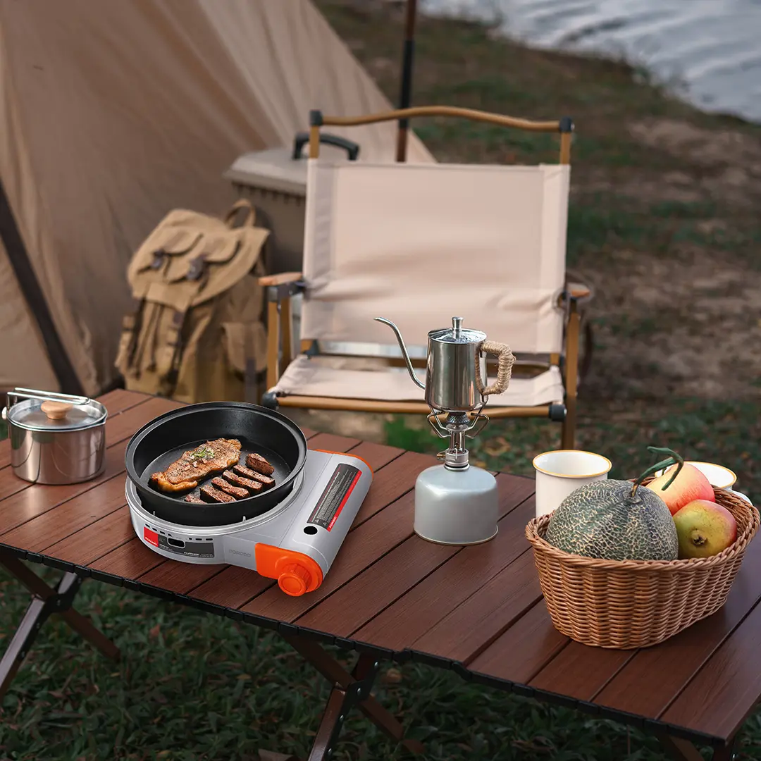Porodo Lifestyle Single Burner Gas Stove - Grey/Orange