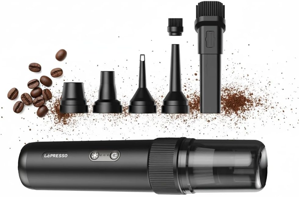 LePresso EspressoVac Portable 15000Pa Vacuum Cleaner (Suction & Blower) with Multip le Heads and Torch