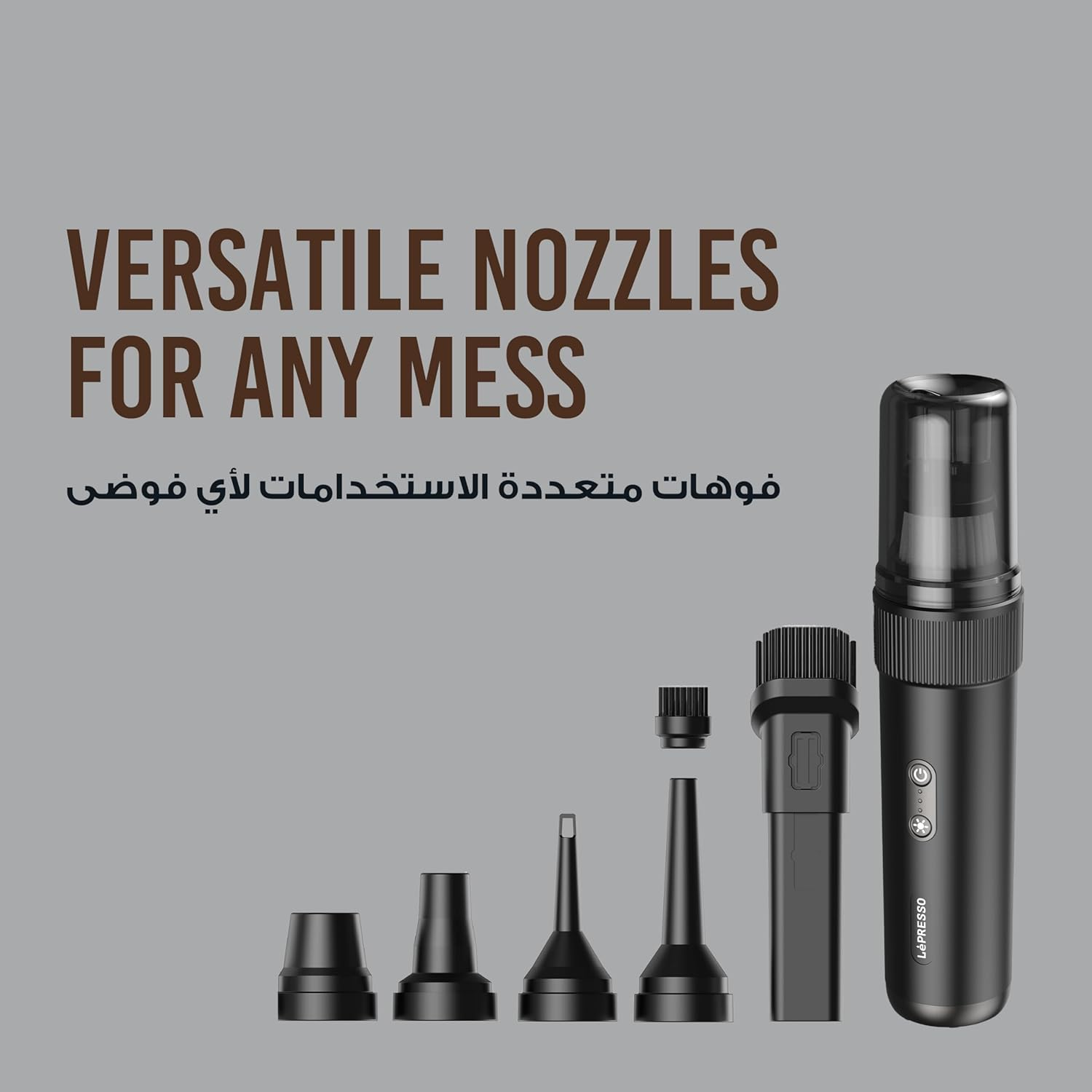 LePresso EspressoVac Portable 15000Pa Vacuum Cleaner (Suction & Blower) with Multip le Heads and Torch