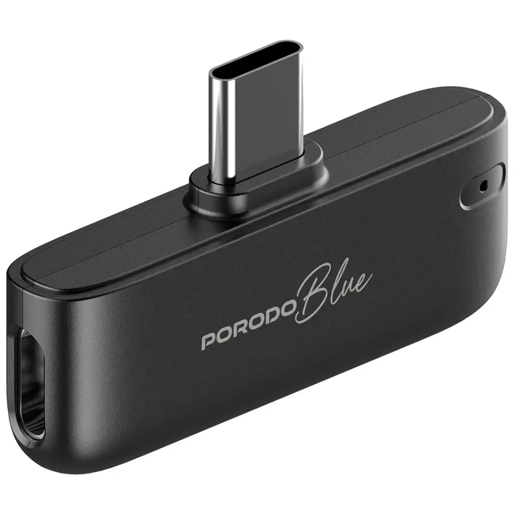 Porodo Blue ClipMic Pro Microphone X2 without Charging Case Type-c - Black