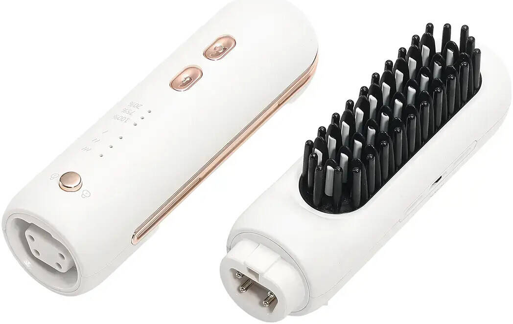 Porodo Multi Interchangeable Rechargeable 3 in 1 Mini Hair Straightener Comb and Curling Iron
