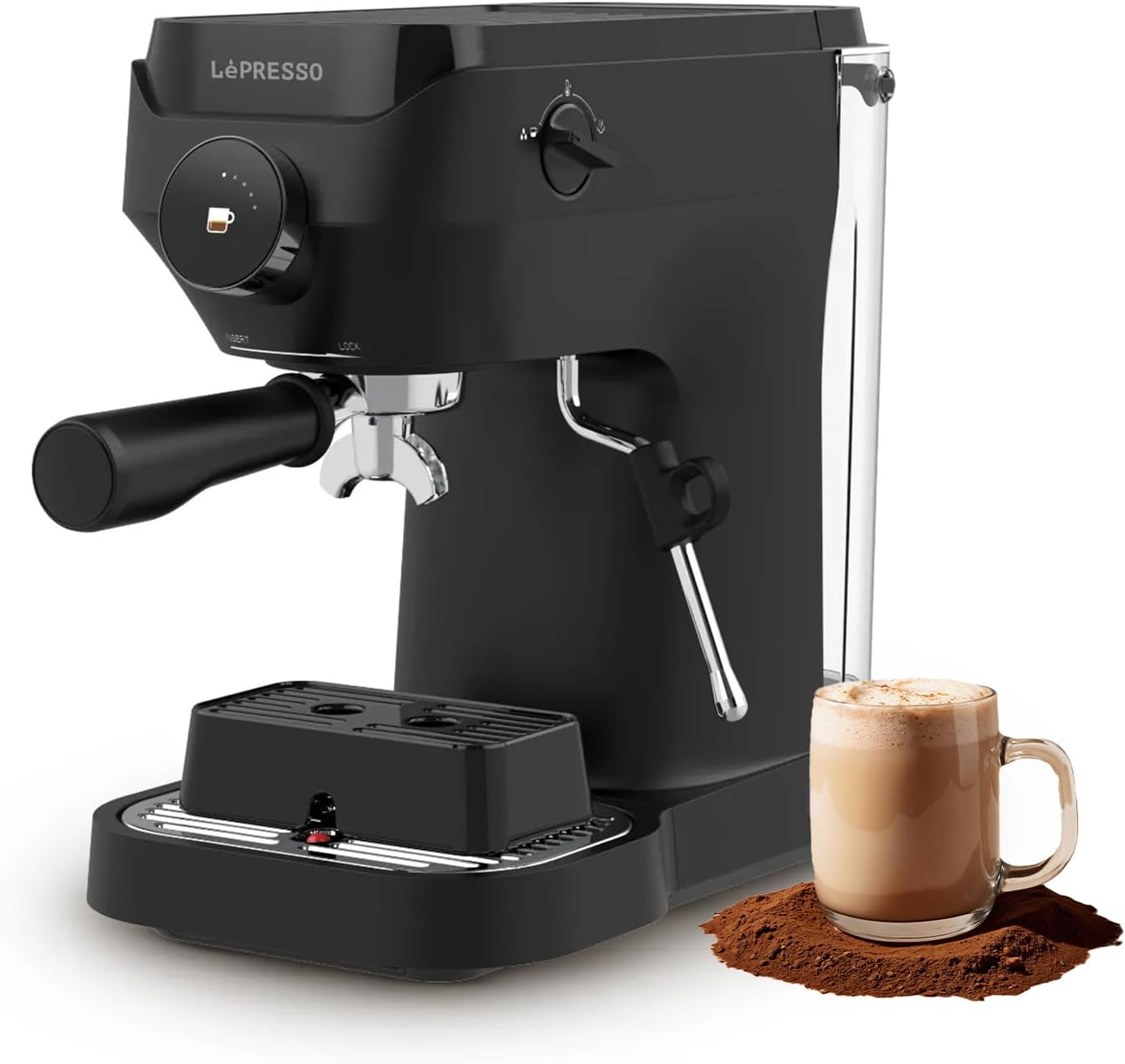 LePresso LuceNero 19-Bar Coffee Machine with LCD Screen - Black