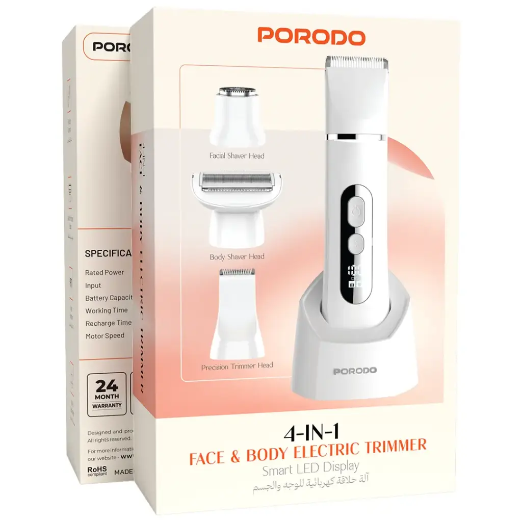 Porodo Lifestyle 4 in 1 Trimmer with Base and Light