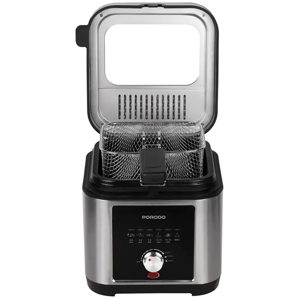 Porodo Lifestyle 2.5L Stainless Steel Deep Fryer Knob Temperature Control