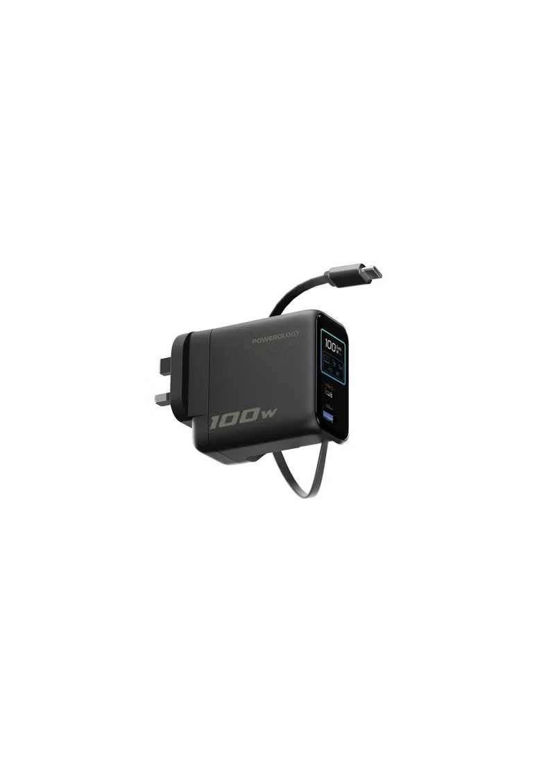 Powerology 100W TFT Adaptor with Retractable Cable 1C & 1A