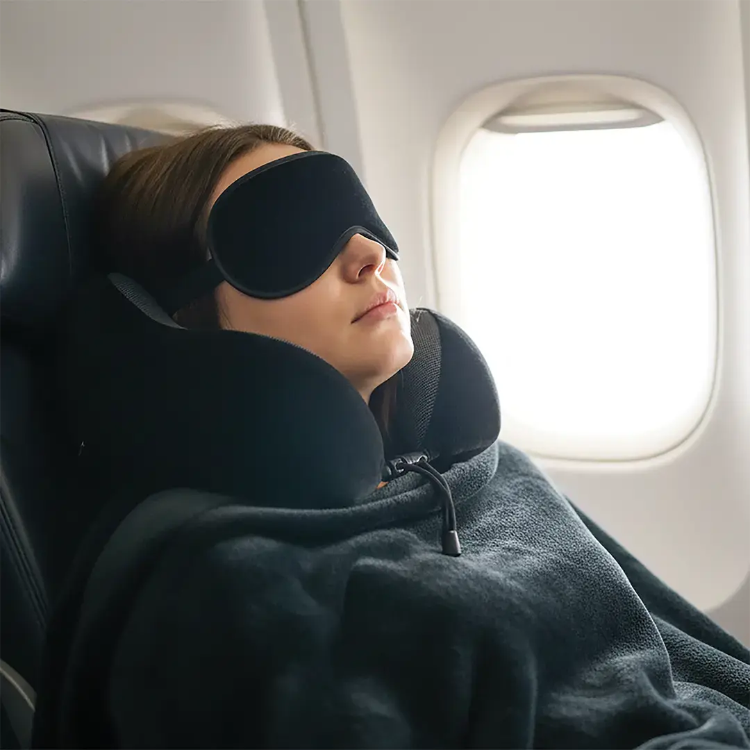 Porodo Lifestyle Travel Comfort Duo 2 in1 Travel Pillow and Blanket Kit- Black